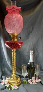 Antieke XXL Napoleon III Franse Baccarat olielamp, Antiek en Kunst, Ophalen of Verzenden