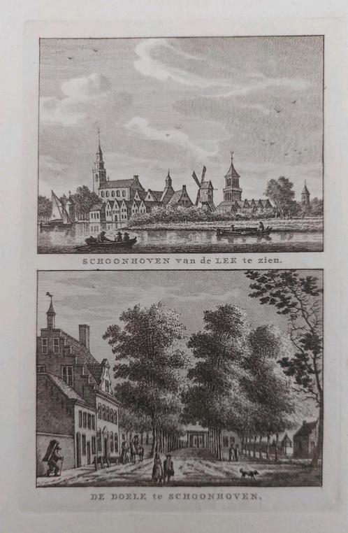 103-104 / Schoonhoven vanaf de Lek en Doele Schoonhoven, Antiek en Kunst, Kunst | Etsen en Gravures, Ophalen of Verzenden