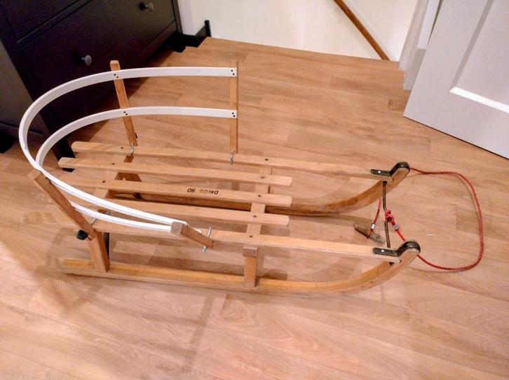 Houten slee Davos 90 - Klassieker!, Sport en Fitness, Schaatsen, Gebruikt, Overige typen, Overige merken, Ophalen