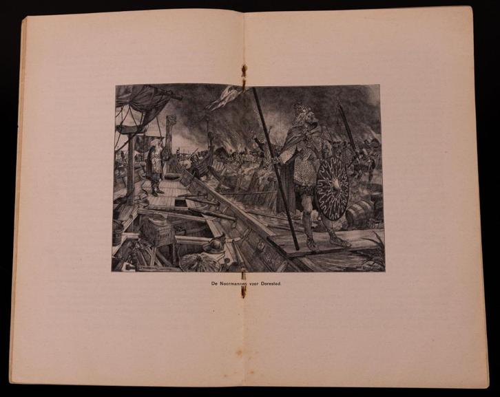 schoolplaat boekje – De Noormannen voor Dorestad , Antiek en Kunst, Antiek | Schoolplaten, Geschiedenis, Verzenden
