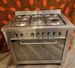 Goedwerkende Indesit 5 Pit RVS Gasfornuis 90 cm., Witgoed en Apparatuur, Fornuizen, 60 cm of meer, Ophalen of Verzenden, Zo goed als nieuw
