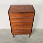 Vintage Deense hoge ladekast, Ophalen, Gebruikt, 5 laden of meer, 100 tot 150 cm