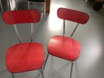 2 gafe rode vintage stoelen, Huis en Inrichting, Stoelen, Ophalen, Gebruikt, Rood, Twee