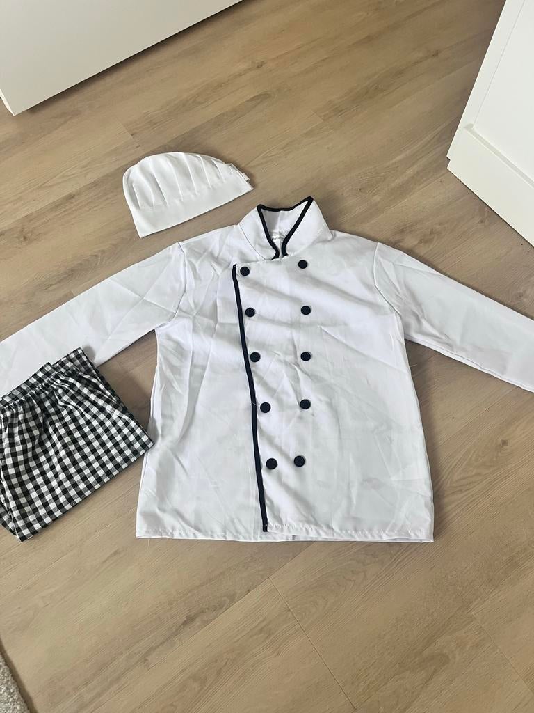 Koks pak / verkleedpak - Vlam in de pan - Maat S, Kinderen en Baby's, Carnavalskleding en Verkleedspullen, Ophalen of Verzenden