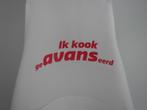 Schort met tekst Ik Kook geAVANSeerd, Huis en Inrichting, Keuken | Textiel, Ophalen of Verzenden, Zo goed als nieuw, Wit, Schort