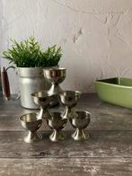 Vintage set van 6 rvs eierdopjes, Overige materialen, Gebruikt, Overige typen, Ophalen of Verzenden