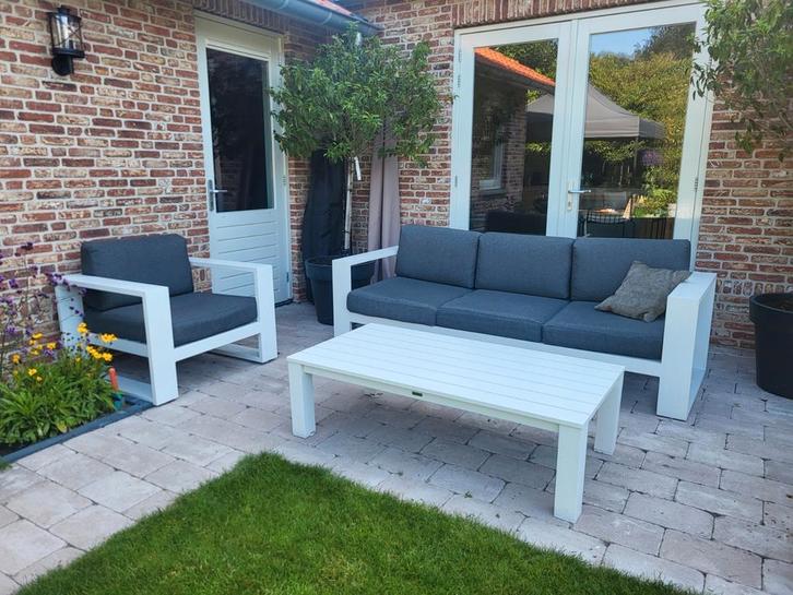 Garden impressions bank + stoel (excl tafel), Tuin en Terras, Tuinsets en Loungesets, Gebruikt, Aluminium, Stoel, Ophalen