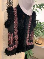 Vintage Afghaanse waistcoat M L bohemian embroidery gilet, Maat 38/40 (M), Ophalen of Verzenden, Zo goed als nieuw, Zwart