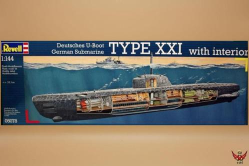 Deutsches U-Boot German Submarine Type XXI with interior, Hobby en Vrije tijd, Modelbouw | Boten en Schepen, Nieuw, 1:50 tot 1:200