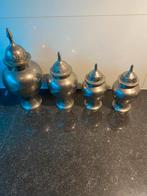 4 stalen vaasjes, Ophalen, Overige materialen, Overige kleuren, Zo goed als nieuw