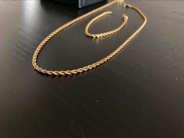 Heren Rope ketting + armband 3.5 mm heren Goud plated beschikbaar voor biedingen