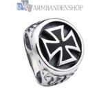 Rvs bikers ring kruis german cross zegelring heren zegelring, Sieraden, Tassen en Uiterlijk, Heer, Nieuw, Zilver, IJzer of Staal
