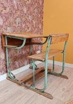 Vintage schoolbankje, Kinderen en Baby's, Kinderkamer | Tafels en Stoelen, Ophalen, Gebruikt, Tafel(s) en Stoel(en)