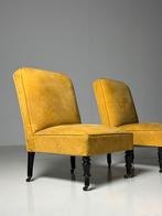2x fauteuil bergère frans antiek geel