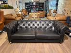 stoere Engelse chesterfield 3 zits bank Tetrad Zwart leer, Antiek en Kunst, Antiek | Meubels | Stoelen en Banken, Ophalen of Verzenden