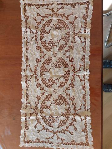 Antiek Jaren 1920 Rechthoekig Kanten Kleed - 78x37 cm. beschikbaar voor biedingen