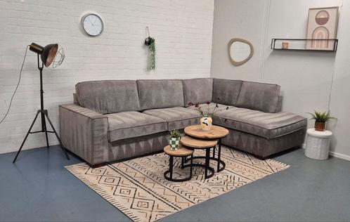 GRATIS LEVERING Nette rib hoekbank grijs 287x200 GEREINIGD, Huis en Inrichting, Banken | Bankstellen, Zo goed als nieuw, Hoekbank
