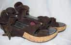 Ad Donkers plateausandalen bruin suede met kurk, 36, Bruin, Verzenden, Sandalen of Muiltjes, Zo goed als nieuw