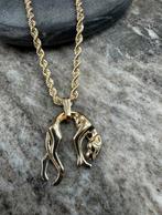 14k Gouden Rope Ketting met Panter Hanger, Sieraden, Tassen en Uiterlijk, Kettingen, Ophalen of Verzenden, Zo goed als nieuw, Goud