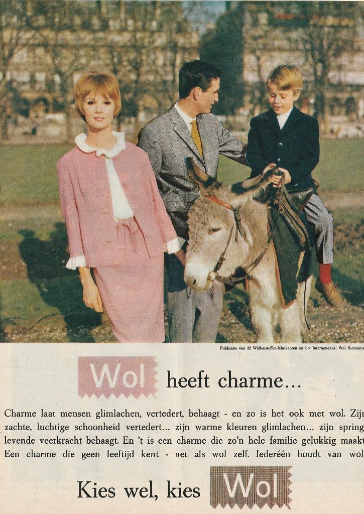 Retro reclame 1962 Scheerwol jongetje op ezeltje, Verzamelen, Retro, Overige typen, Verzenden
