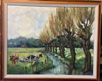 Wilgenlandschap met koeien gesigneerd., Antiek en Kunst, Kunst | Schilderijen | Klassiek, Ophalen