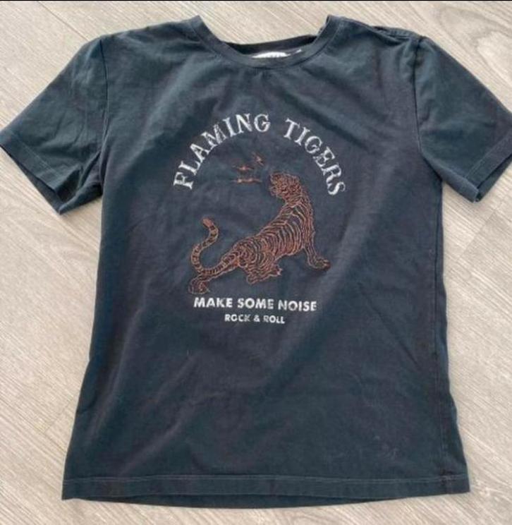 COSTES Mooi antraciet shirt met tijger , maat xs 34, Kleding | Dames, T-shirts, Zo goed als nieuw, Maat 34 (XS) of kleiner, Grijs