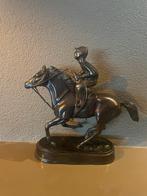 Bronzen paard met ruiter - 30x30 cm, Antiek en Kunst, Ophalen of Verzenden, Brons