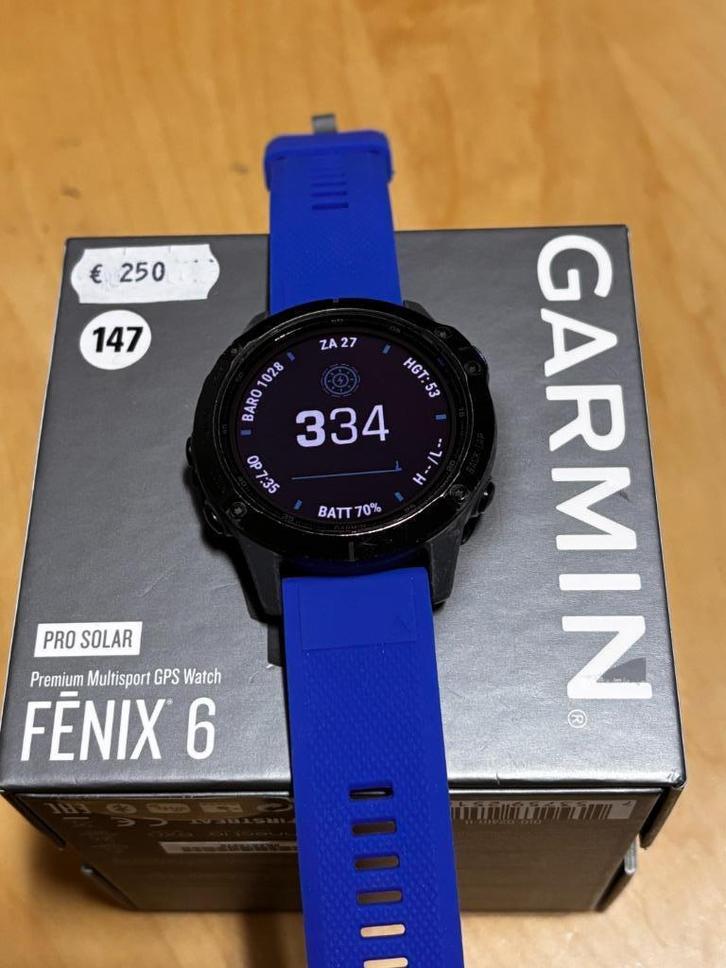 Garmin Fenix 6 pro solar (GPSinruil-nr 220) (voorheen 147), Sieraden, Tassen en Uiterlijk, Sporthorloges, Zo goed als nieuw, Android