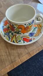 Vintage Kop en Schotel Vogeldesign, Antiek en Kunst, Antiek | Servies los, Ophalen of Verzenden
