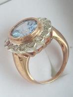 Schitterende zware goudrn ring met topaas en 0.50 diamant, Verzenden, Zo goed als nieuw, 17 tot 18, Met edelsteen