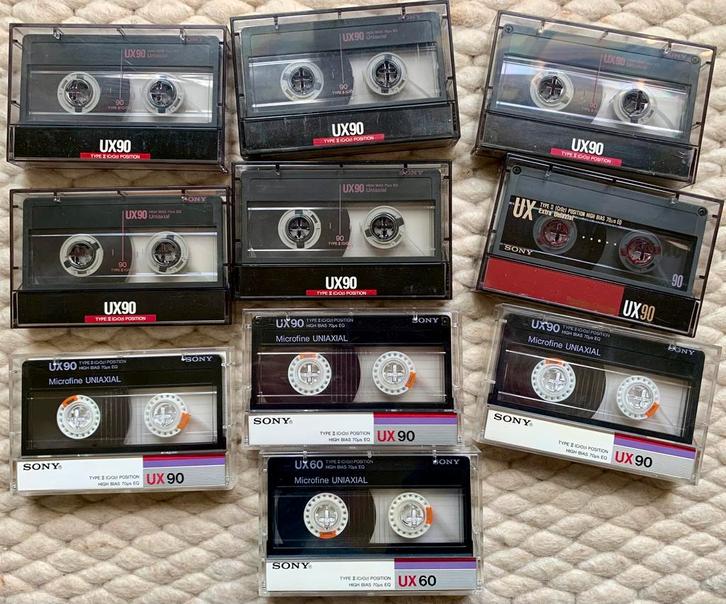 10 Sony UX90 UX60 cassettebandjes UX-90 UX-60 UX 90 60 tapes, Cd's en Dvd's, Cassettebandjes, Gebruikt, Voorbespeeld, Overige genres