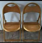 Vintage design houten klapstoelen, Huis en Inrichting, Stoelen, Ophalen, Zo goed als nieuw, Bruin, Twee