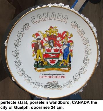 zeer fraai CANADEES porselein wandbord, plaats GUELPH 24 cm beschikbaar voor biedingen