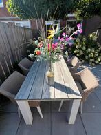 Tuintafel met 4 stoelen, Tuin en Terras, Ophalen, 4 zitplaatsen, Gebruikt, Aluminium
