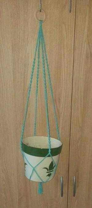 2 Handgemaakte Macrame planten hangers turquoise 84 cm lang beschikbaar voor biedingen