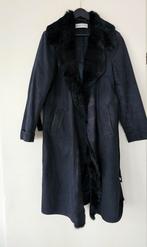 Lange jas met faux fur en faux leather | 44 | Ramosport, Kleding | Dames, Jassen | Winter, Zwart, Maat 42/44 (L), Ophalen of Verzenden