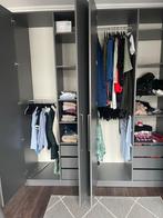 Grote grijze kledingkasten met lades en spiegel, Huis en Inrichting, Kasten | Kledingkasten, Ophalen, Overige materialen, 200 cm of meer