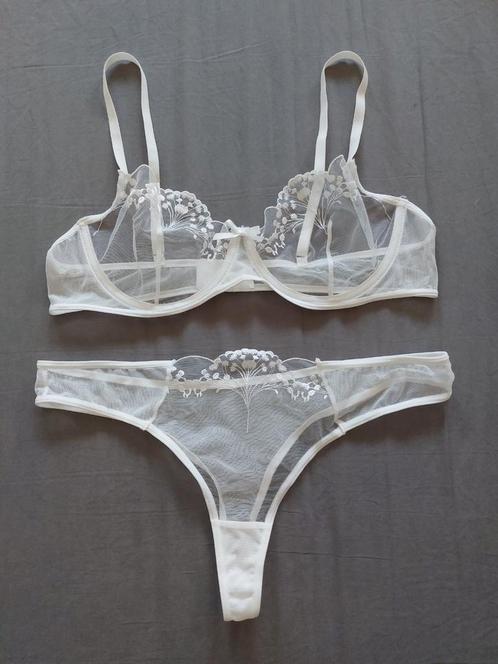 BH Setje met String, wit, XL, Kleding | Dames, Ondergoed en Lingerie, BH, Wit, Ophalen of Verzenden