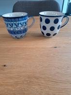 2 Bunzlau mokken - Handgemaakt Pools aardewerk, Ophalen, Zo goed als nieuw, Overige stijlen, Kop(pen) en/of Schotel(s)