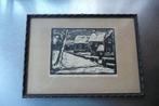 oude linoleumdruk Brugge kunstenaar H. Kröger 1920-1930, Antiek en Kunst, Kunst | Litho's en Zeefdrukken, Ophalen of Verzenden