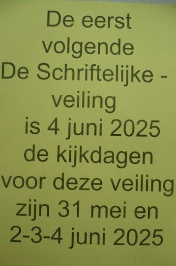 Wij houden 4 juni een schriftelijke van o..a. postzegels en beschikbaar voor biedingen