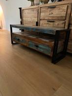 Kleurrijk tv meubel, b120xd35xh56. Hout en metaal kast, Huis en Inrichting, Ophalen, 100 tot 150 cm, Zo goed als nieuw, Metaal