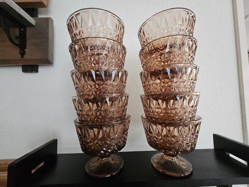 Vintage Bruine Dessert Schaaltjes - Set van 10, Antiek en Kunst, Antiek | Glas en Kristal, Ophalen
