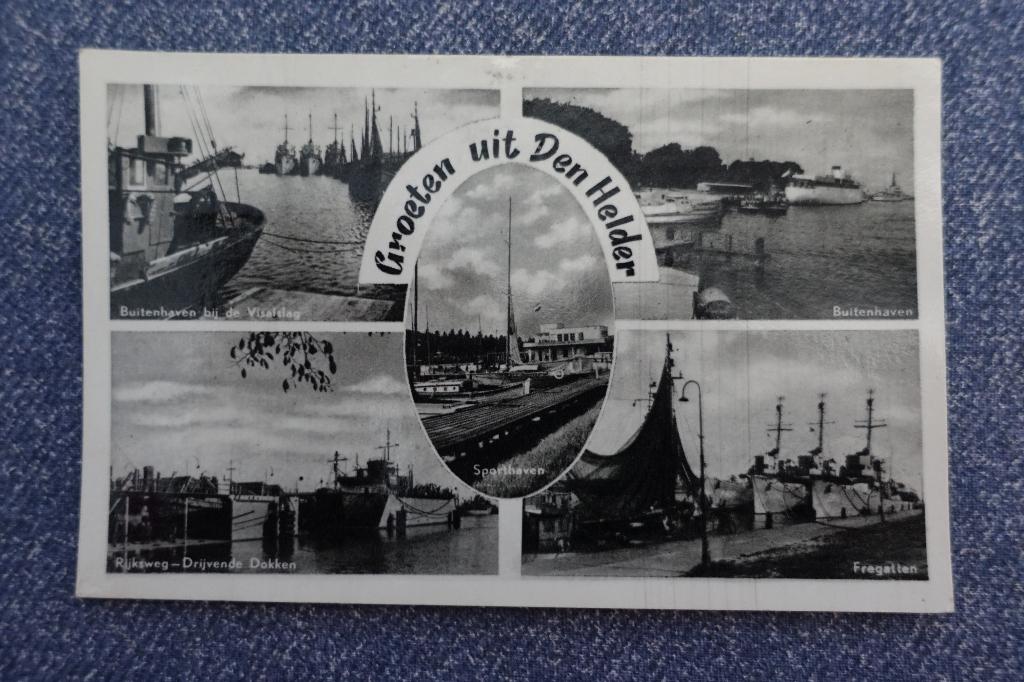Den Helder. Groeten uit: Buitenhaven, Buitenhaven, dokken .., Ophalen of Verzenden, 1940 tot 1960, Gelopen, Noord-Holland