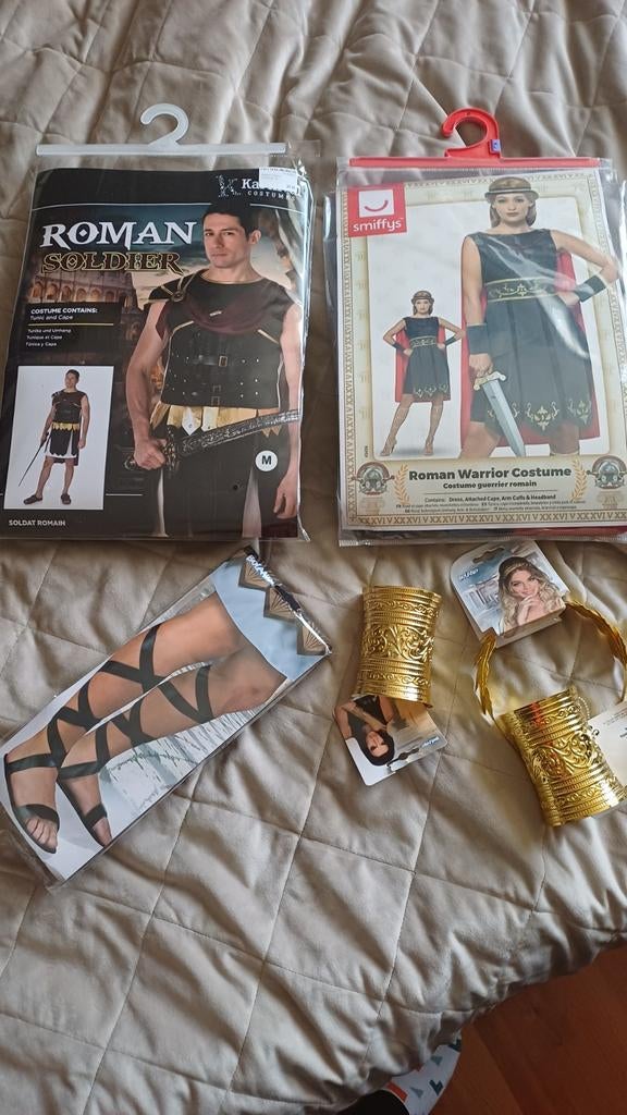 2x Gladiator - Roman Warrior man (M) +vrouw (XL) carnaval, Ophalen of Verzenden, Nieuw, Maat 46/48 (XL) of groter, Carnaval