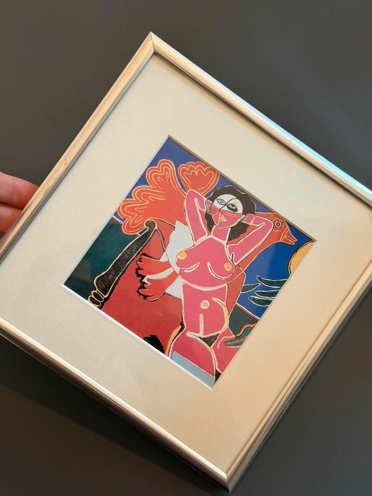 Kunstdruk Corneille 2004 | Vrouwelijk portret (ingelijst), Antiek en Kunst, Kunst | Litho's en Zeefdrukken, Ophalen of Verzenden