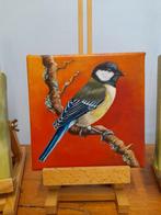 Schilderij koolmees - origineel cadeau - eigen werk - vogels, Antiek en Kunst, Ophalen of Verzenden
