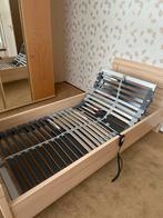 Seniorenbed met verstelbare lattenbodem, Ophalen, 90 cm, Eenpersoons, Beige