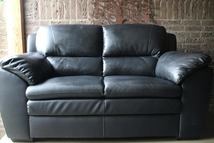 zwart bankstel, Huis en Inrichting, Banken | Bankstellen, Gebruikt, Rechte bank, Tweepersoons, Minder dan 150 cm, 75 tot 100 cm