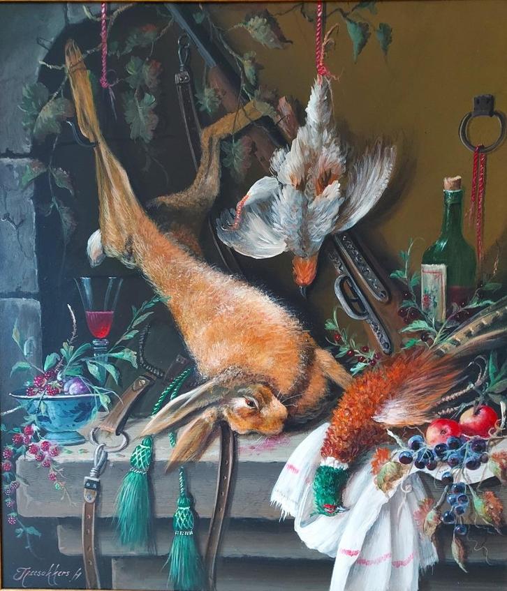 Thomas Heesakkers- groot Jachtstilleven, Antiek en Kunst, Kunst | Schilderijen | Klassiek, Ophalen